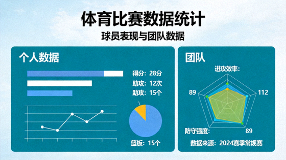 体育比赛数据可视化图表与统计指标展示界面